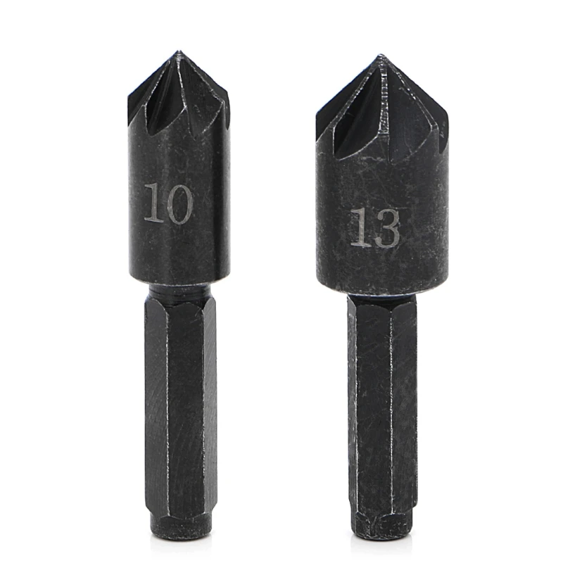 

2Pcs 1/4" Hex Shank 7 Flute Countersink Drill Bit Counter Sink Chamfer Cutter