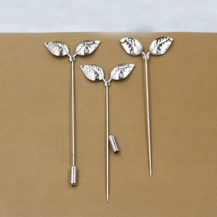 13*32mm Filigree Leaf Brooch Lapel Pin with Stopper Blank Setting Bases