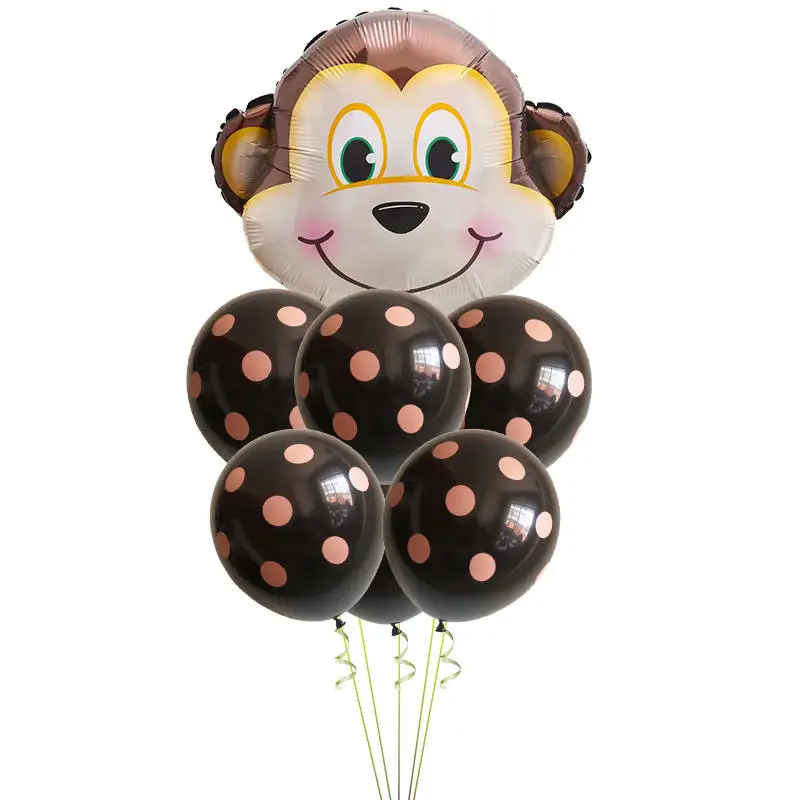 7 шт динозавр Тигр Зебра лиса медведь животные воздушный латексный шар для детей подарок на день рождения Декор животное на тему зоопарка поставки игрушки - Цвет: Шоколад
