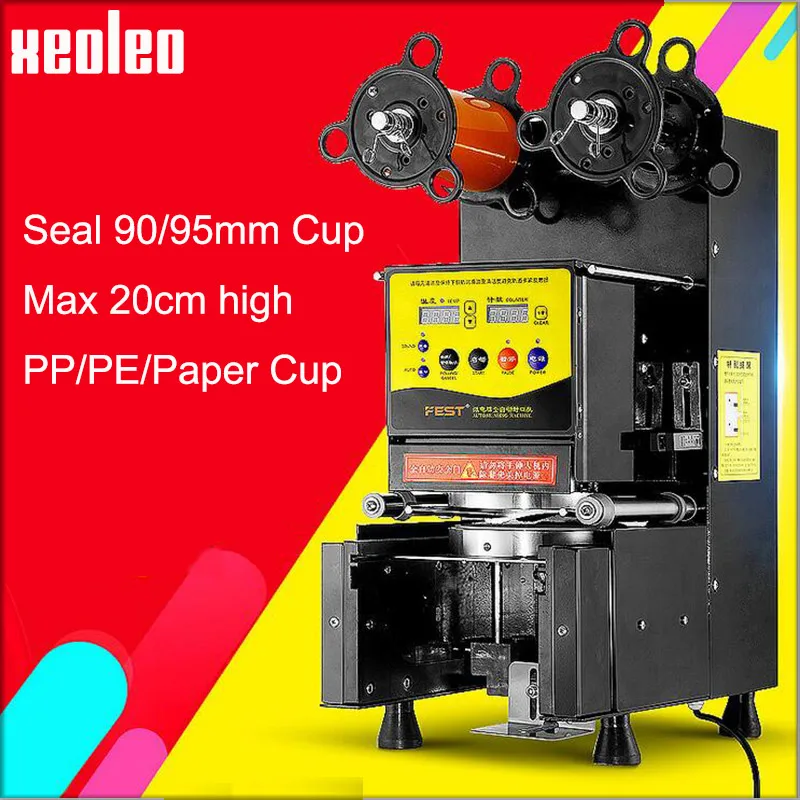 

XEOLEO Milk tea Cup sealer 70/75/88/90/95mm Bubble tea machine Automatic Cup sealing machine seal PP/PE/PAPER Soya bean cups