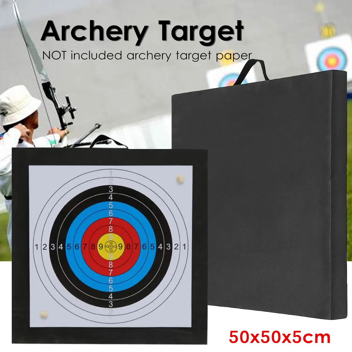 

Archery Target High Density EVA Foam Shooting Practice Board Outdoor Sport Hunting Accessories RecurveCrossbow 50x50x5cm Black