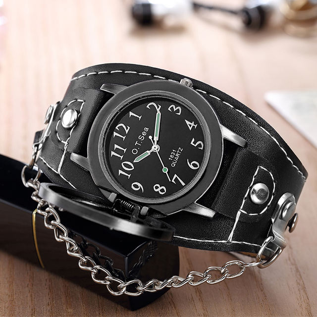 UNIQUE SKULL LEATHER WRISTWATCHES (2 VARIAN)
