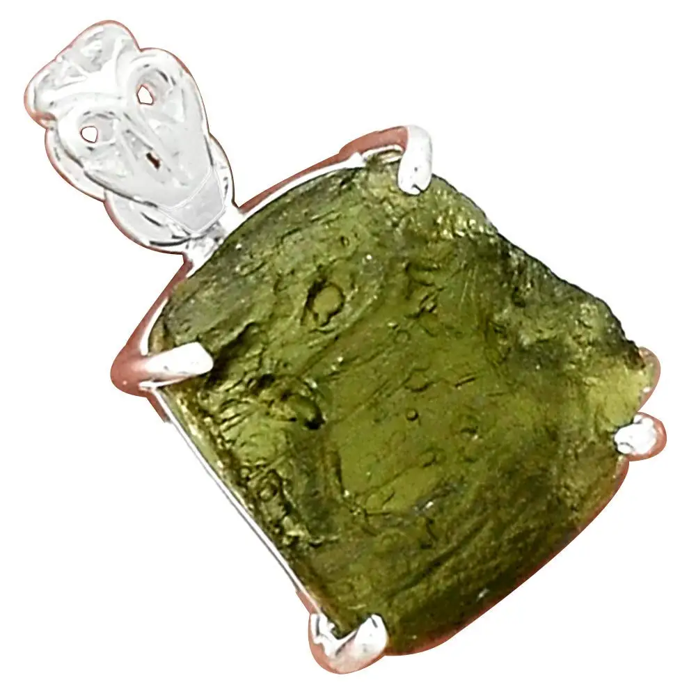 

Nature Czech Moldavite Pendant 925 Sterling Silver, 29.9 mm, MHBAP5814