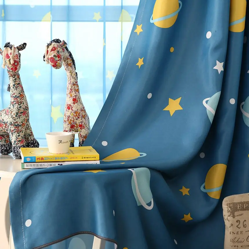 Шторы с принтом «Голубая планета» для детской комнаты, для мальчиков и сыновей, для детского сада, Современные Простые французские шторы на окна wp355C