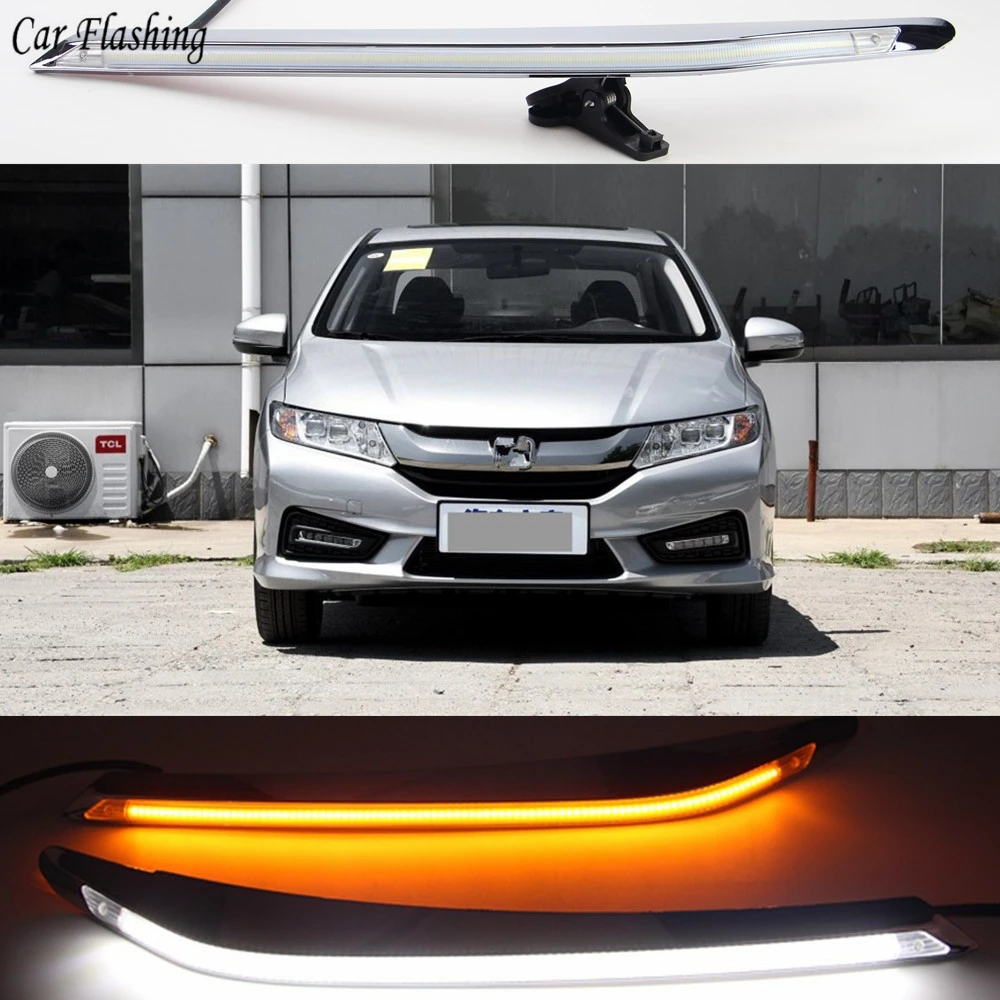 1 пара светодиодные дневные ходовые огни светильник для Honda City Grace 2015 2016 2017 2018 с