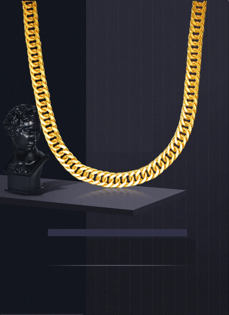 JJF 24K ожерелье из чистого золота Настоящее AU 999 цельная Золотая цепь хорошие подарки мужские высококлассные трендовые классические ювелирные изделия горячая Распродажа Новинка