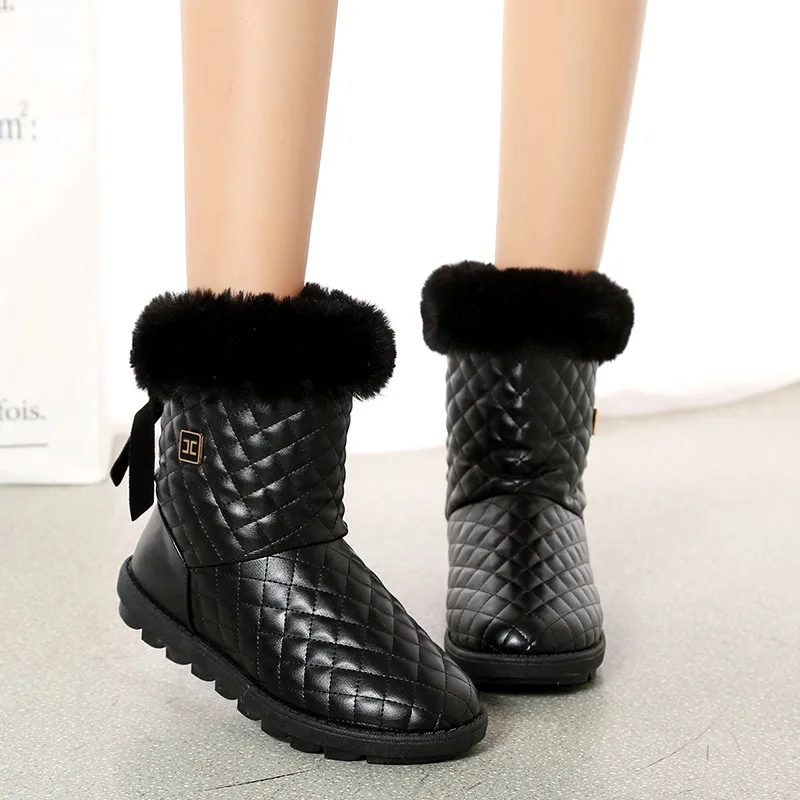 

AGUTZM 2018 Winter Waterproof Snow Boots Women Shoes Woman Faux Fur Mid-calf Warm Plush Femme Ladies Boot Booties White