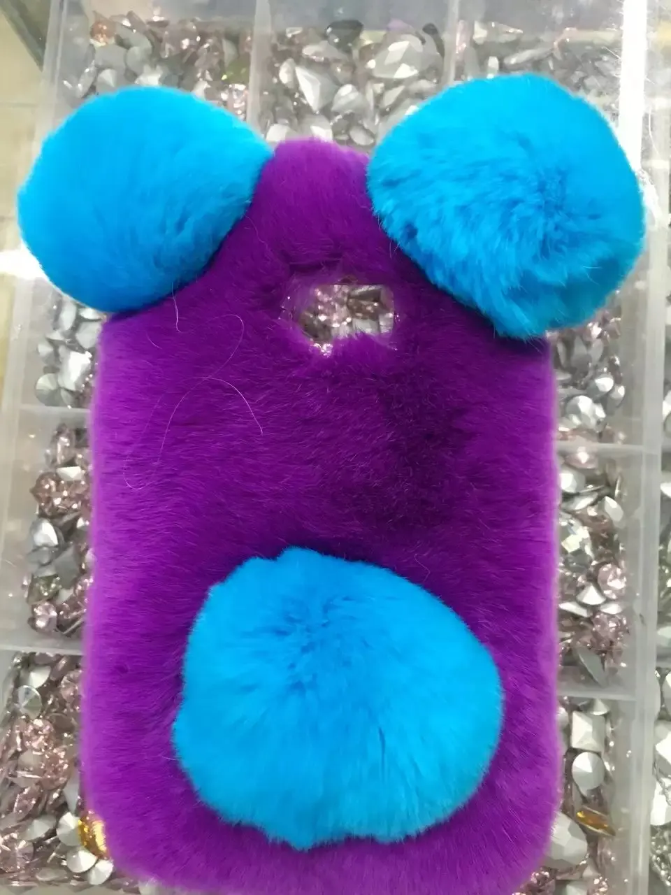 BotexBling милый DIY панда Настоящий мех кролика чехол для iphopne 8 7 5 5S se 5c 4 4S пушистая плюшевая задняя крышка 6 г 5 г 11 pro max X XR