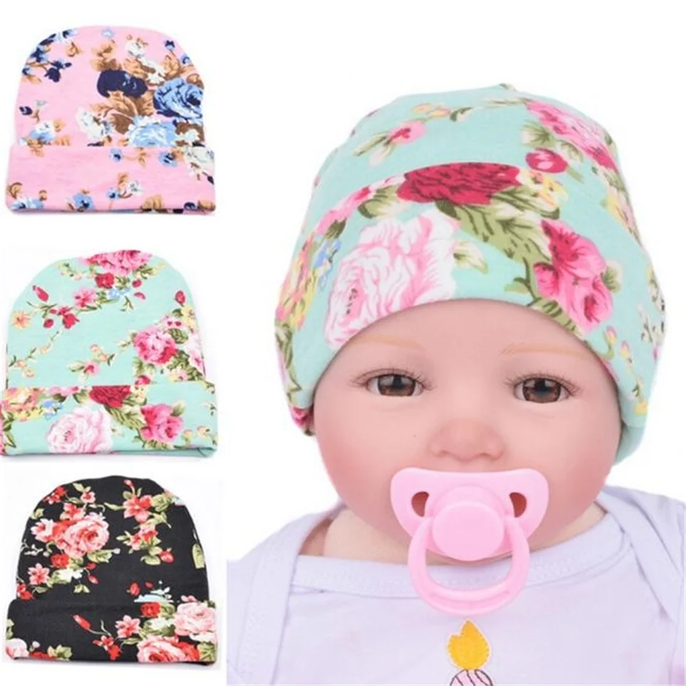 hat 2018 newborn Hospital Hat Baby Hats With Flower Bowknot Flower kids
