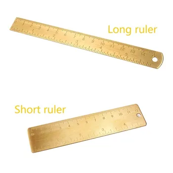 

High Quality Vintage 12cm 15cm Brass Ruler Metal Copper Bookmark Straight Ruler For Leather Notebook School Office Tool Inch/Cm