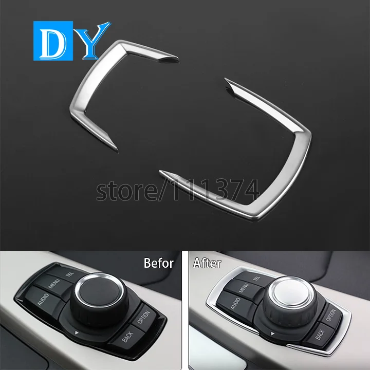 

Car Styling ABS Rear Audio Switch Button Frame Cover Decoration Trim For BMW 1 2 3 4 Series GT F20 F30 2013-14 2015 chrome Stick