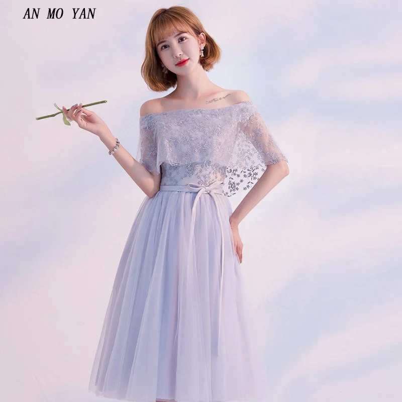Spring Sexy Slash Neck Women's Dress AN MO YAN High Quality Waist Slim Lace Openwork Harajuku Temperament Party Clothing | Женская