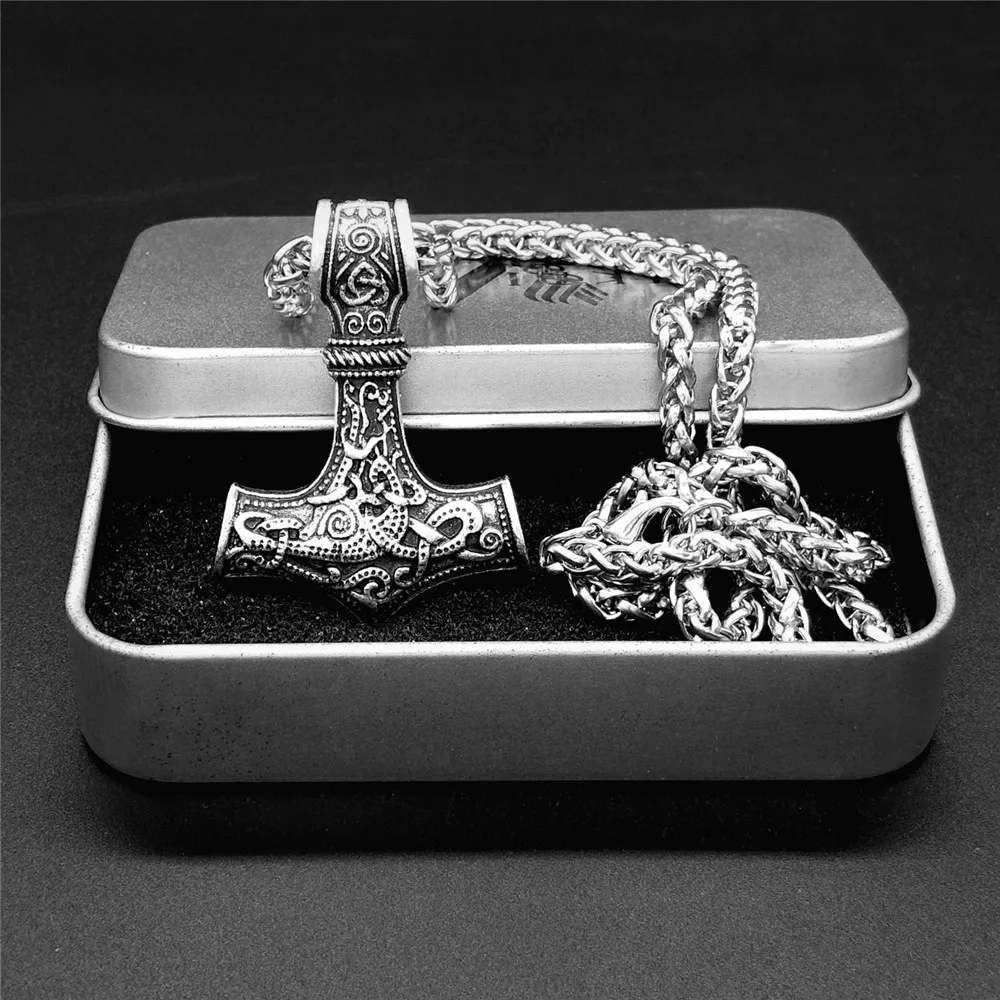 Thor's hammer mjolnir pendant necklace Norse Viking scandinavian