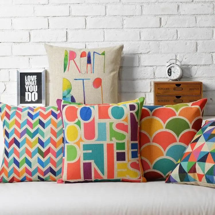 

modern color geometry pillow Linen Cushion Pillow home decorate sofa cushions