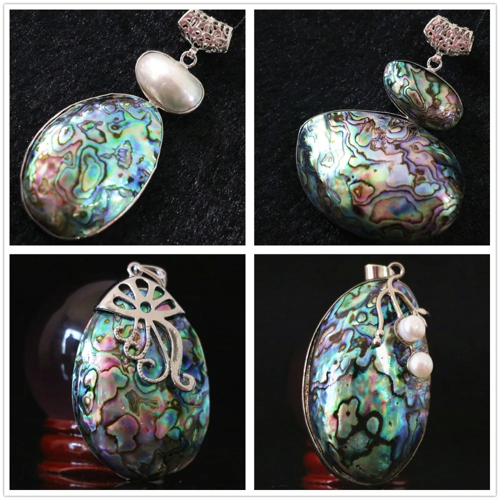 

New natural abalone pearl large big oval pendant charms fit chain necklace making hot jewelry B1142