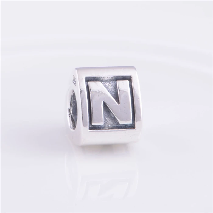 

Z02N Free shipping 100% 925 Sterling Silver Bead Letter N Fits Pandora Bracelet Necklace Bangle Bead DIY Beads Gift Jewelry