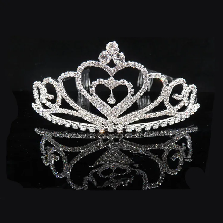 Свадебная Хрустальная тиара, короны принцессы, королевы, сердечки, ободки с цветами, серебряные свадебные аксессуары для волос для невесты, украшения для волос