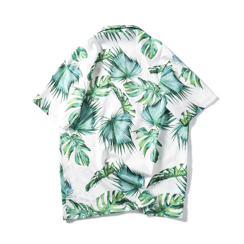 Темный логотип тропический ретро рубашки мужские Листья 3D Печатный Turn-Down Воротник уличная рубашка повседневные мужские рубашки