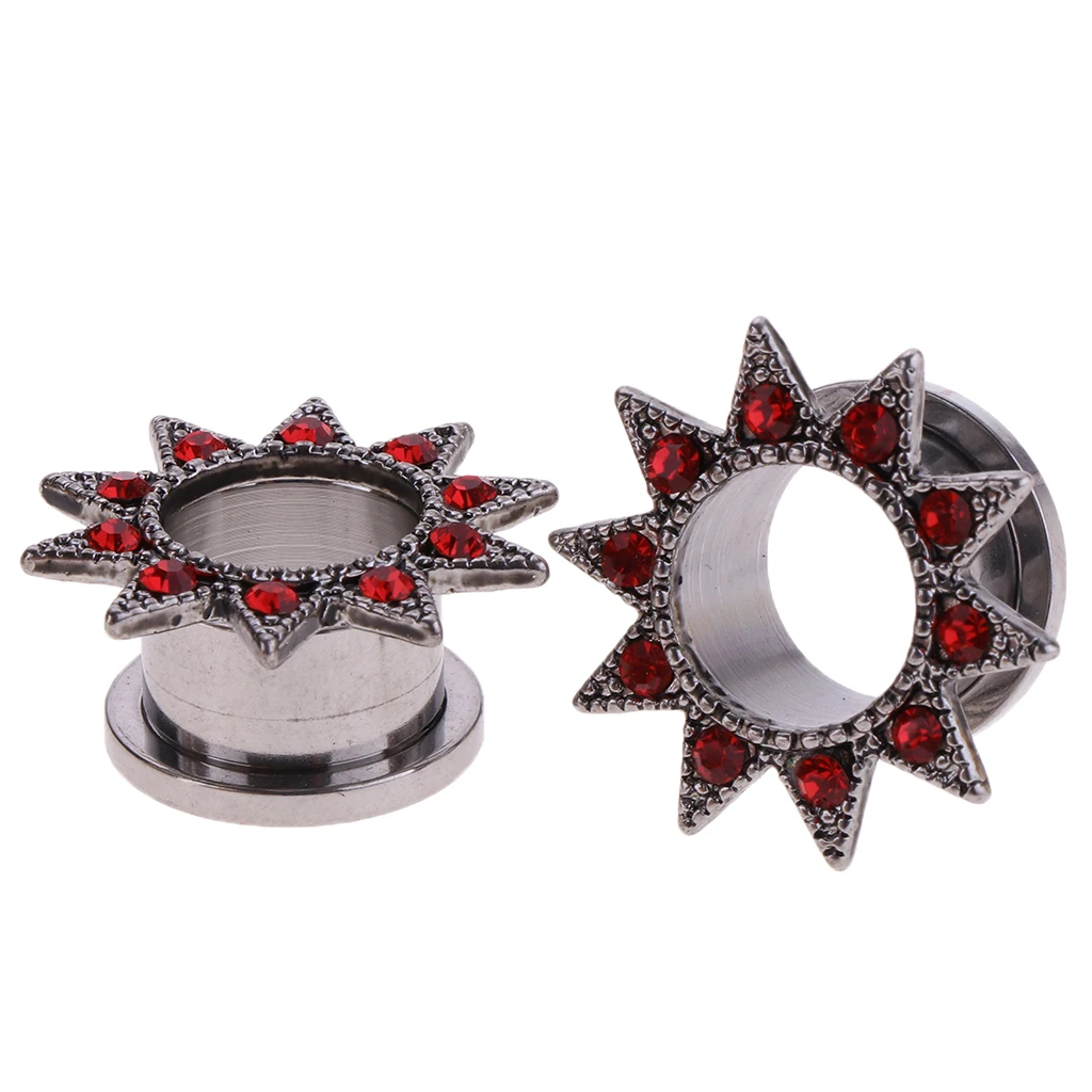 1 Pair Stainless Steel Screw Ear Gauges Flesh Tunnels Plugs Expander 6/8/10/12/14/16/18mm 7 Sizes