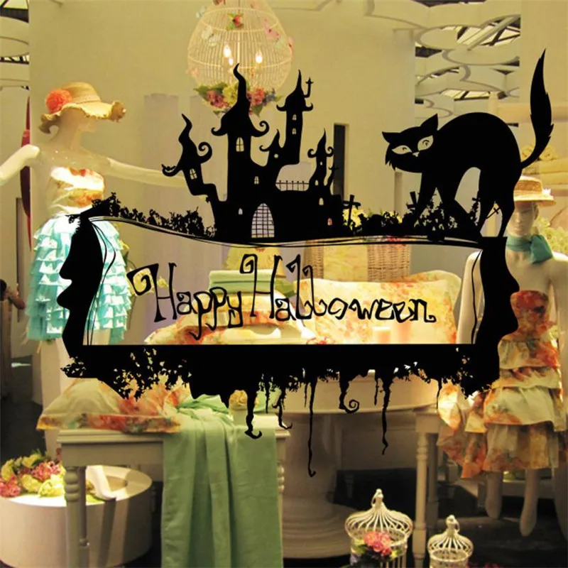 Wallpaper 3D New Arrived Happy Halloween Wall Sticker Window Home Decoration Defor Bedroom Living Room Walls wall art   X0813#3005