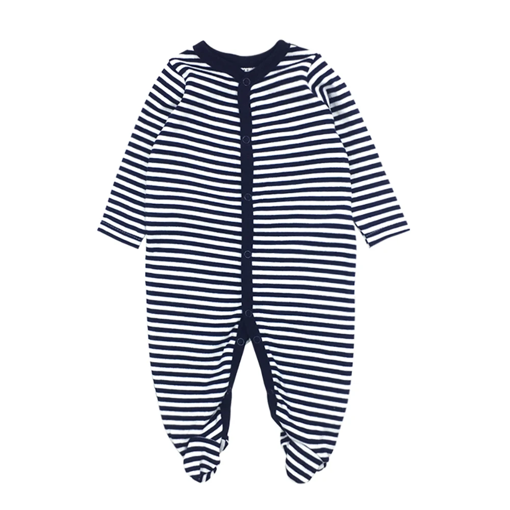 Winter Soft and Comfortable Baby Clothes 100% cotton Black Stripped Baby Sleepwear Climb Clothing Footies