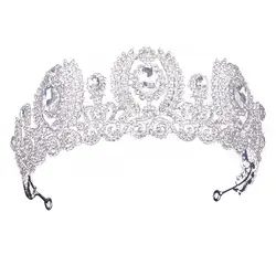 Свадебная Корона королева обруч для волос со стразами большой цветок свадебная тиара невесты Свадебные аксессуары для волос и головы