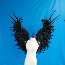 Взрослый большой размер черные ангельские крылья с перьями фото реквизит сценическое шоу крыло Ангела Хэллоуин костюм свадебные принадлежности