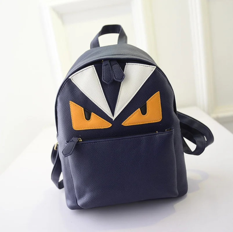 New 2017 Leather font b Backpack b font Women Fashion Monster Eyes Printing Back Pack School