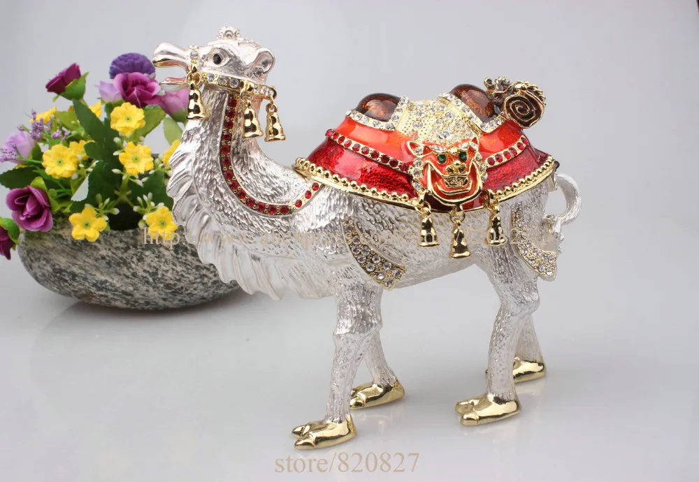 

Big Camel Standing Bejeweled Collectible Trinket Jewelry Box Desert Camel Handmade Metal Jeweled Camel Jewelry Box Case