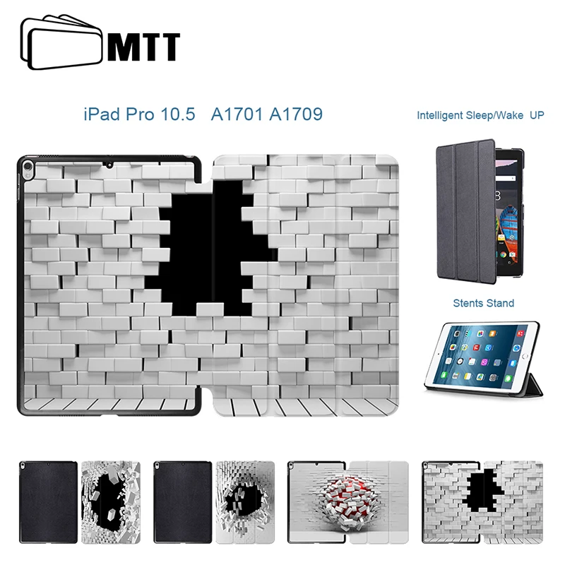 

3D Wallhole Painted Cover For iPad Pro 10.5 Case PU Leather Slim Smart Cover Auto Sleep/Wake For Apple iPad Pro 10. 5" inch