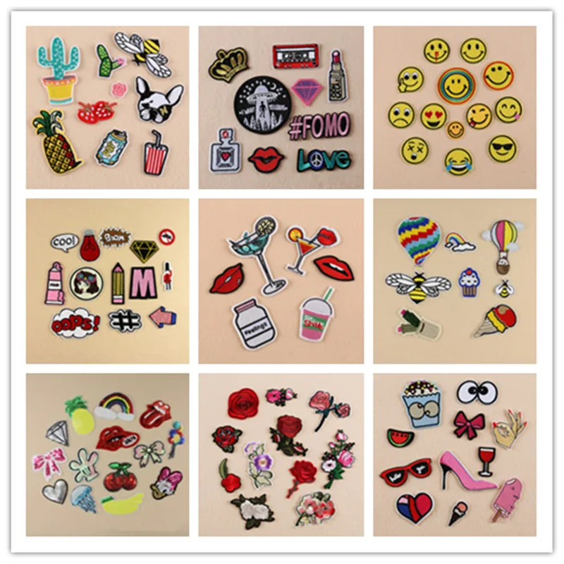 

1set Letter Rainbow Heart Unicorn Cat Patch Iron On Cartoon Patches Set Cute Cheap Embroidered Patches For Kids Clothes