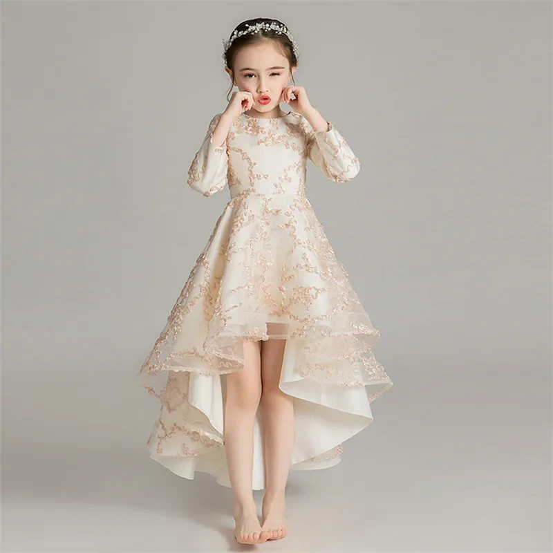 

2018Luxury New Children Girls Autumn Thick Warm Birthday Evening Party Tail Dress Kids Teens Wedding Party Piano Costume Dress