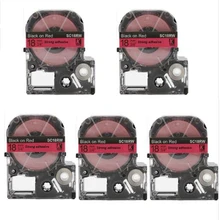 5 шт. SC18RW совместимый 18 мм черный на красном этикетке ленты LW SR серия для принтеров KingJim SR230C, SR3900C, SR230C, SR950, SR330V