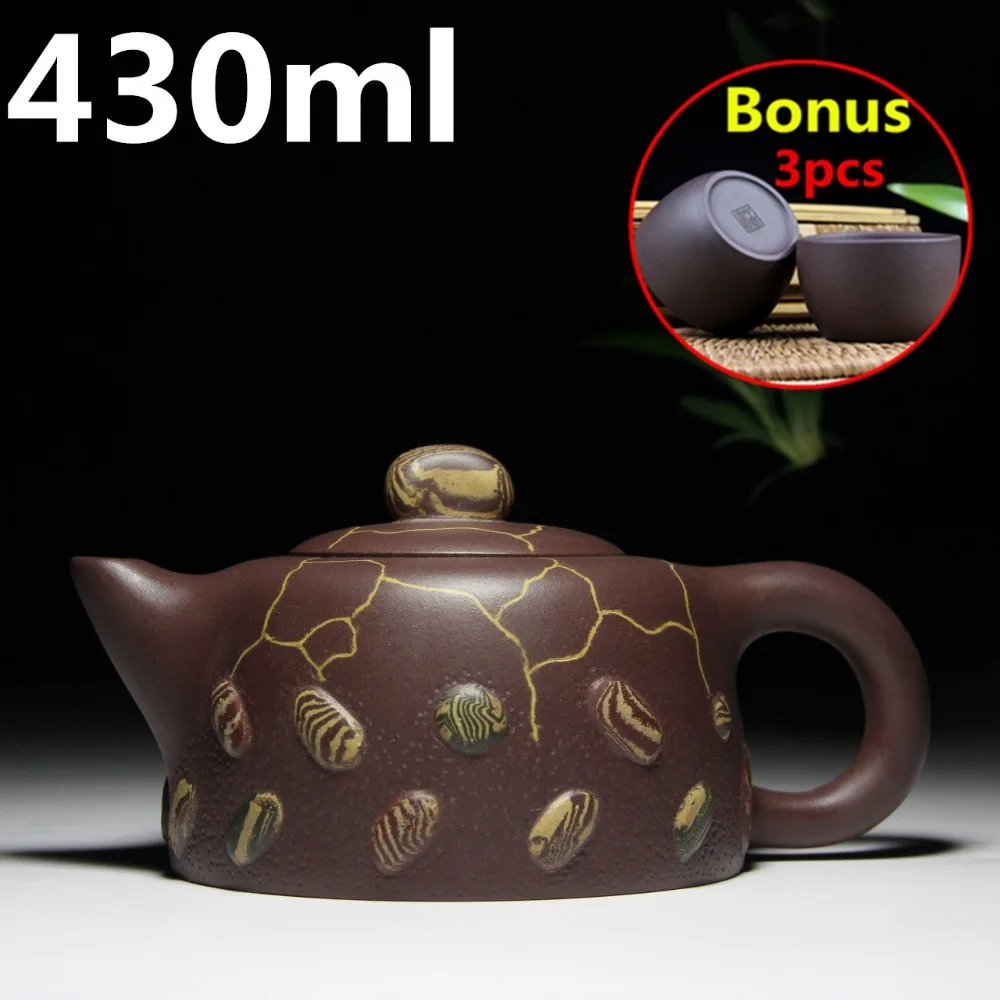 

Big Capacity Tea Pot 430ml Teapots Yixing Zisha Clay Tea Set Oriental Chinese Teapot Gong Fu Tea Pots Kettle Bonus 3 Tea Cups