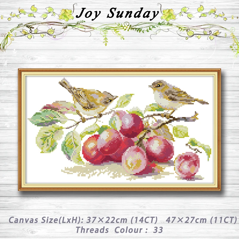 

Little bird and apricot animals decor painting 14CT 11CT counted cross stitch kits embroidery sets Needlework Sets Home decor