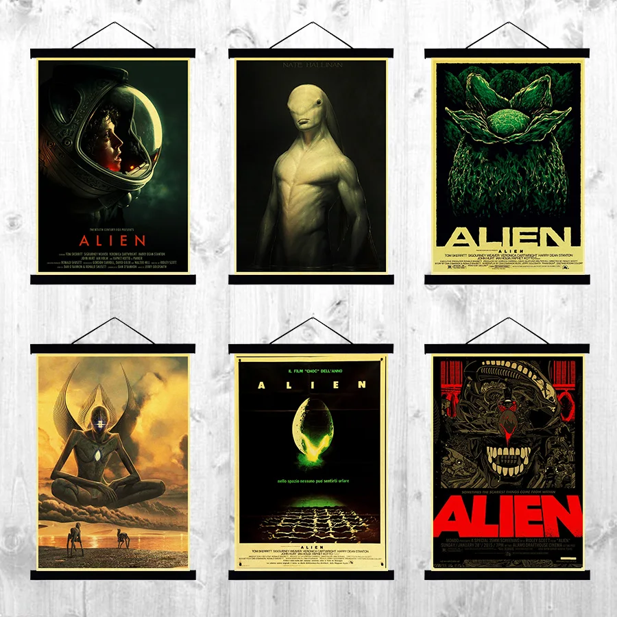 Classic Horror Movie Alien Poster Retro Printed Wall Posters Vinatge ...