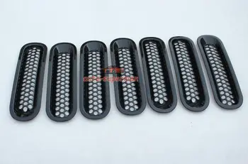 

7pcs Black Trim Grille Grill Cover Insert Mesh Shell For Jeep JK Wrangler 07-14