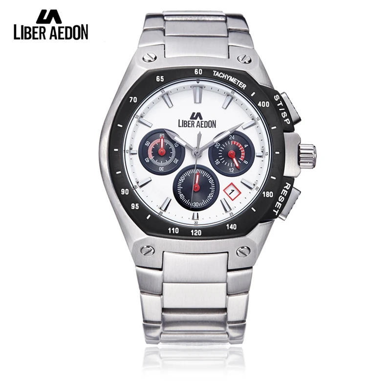 

Liber Aedon Multifunction Sport Watches For Men Waterproof Wristwatch Silver Stainless Steel Top Brand Luxury Quartz Men Watches