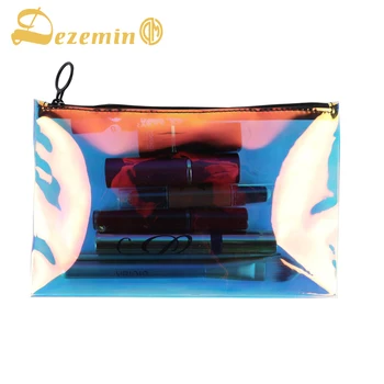 

DEZEMIN Holographic TPU Transparent Cosmetic Makeup Pouch with zipper for Brush Lipstick Accessories 15cm x 23.5cm