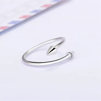 

Free Shipping New Fashion Simple Smooth Cone Opening 925 Sterling Silver Jewelry Korean Popular Bullet Opening Rings SR95