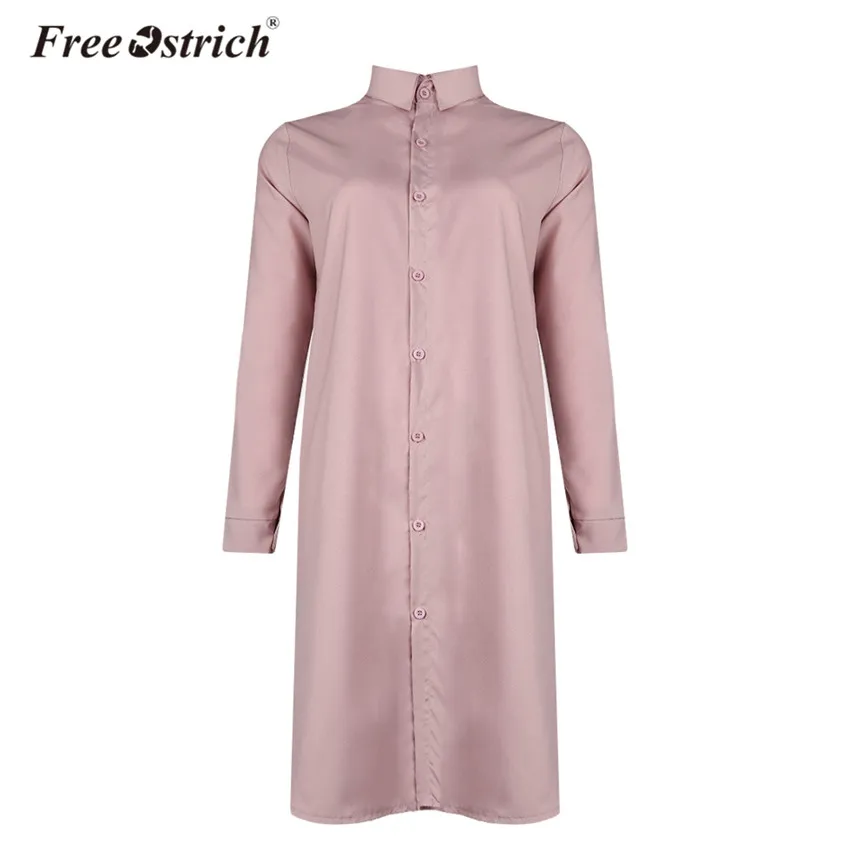

Free Ostrich Luxury Shirt Women Full Sleeve Button Solid Turn-down Collar Long Blouse Casual Oversized Plus Size Tops Female