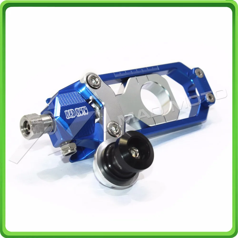 Motorcycle Chain Tensioner Adjuster with bobbin fit for APRILIA RSV4 2009 2010 2011 2012 2013 2014 Blue & Silver (10)