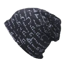 Для женщин Письмо печати Повседневное Skullies Hat Модные Вязание двухслойный осень-зима плиссированные складки теплую шапку шапочки