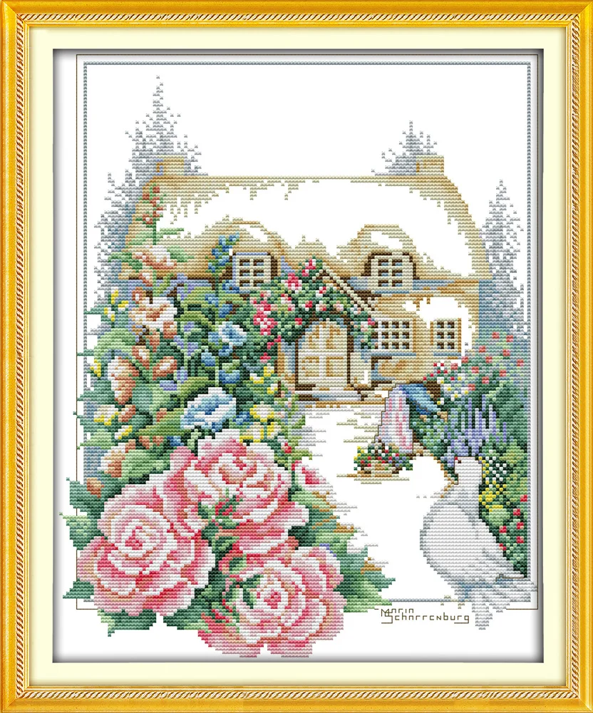 Spring garden cross stitch kit DIY hand embroidery set craft handmade