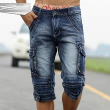 Мужские шорты-карго, бермуды, мужские Модные шорты, потертые джинсовые шорты, мужские джинсовые шорты, Homme