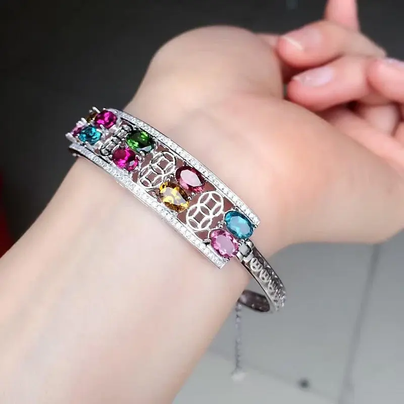

2017 Sale Qi Xuan_Tourmaline Stone Luxury Bracelets_S925 Solid Silver Fashion Tourmaline Bracelets_Manufacturer Directly Sales