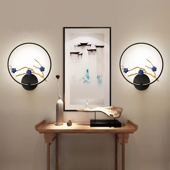

New Chinese concise creative living room bedroom bedside study room hotel corridor Chinese wind branch wall lamp