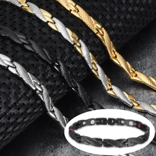 Vinterly Saúde Pulseira De Energia Magnética Pulseira de Homens de Aço Inoxidável Cruz do Sexo Masculino Ouro-cor Elo Da Cadeia Pulseira para Homens Jóias(China)