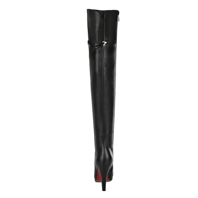 Women Over The Knee Boots Autumn Winter Warm Genuine Leather High Heels Shoes Woman Sexy Party Dancing Boots