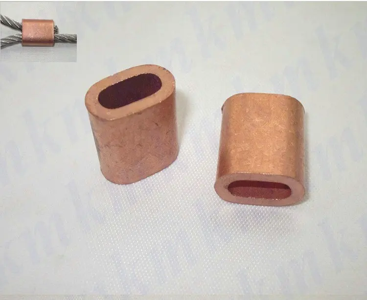 

100PCS single hole oval type 5MM wire rope clip or pipe copper brass ferrule sleeves connector fittings